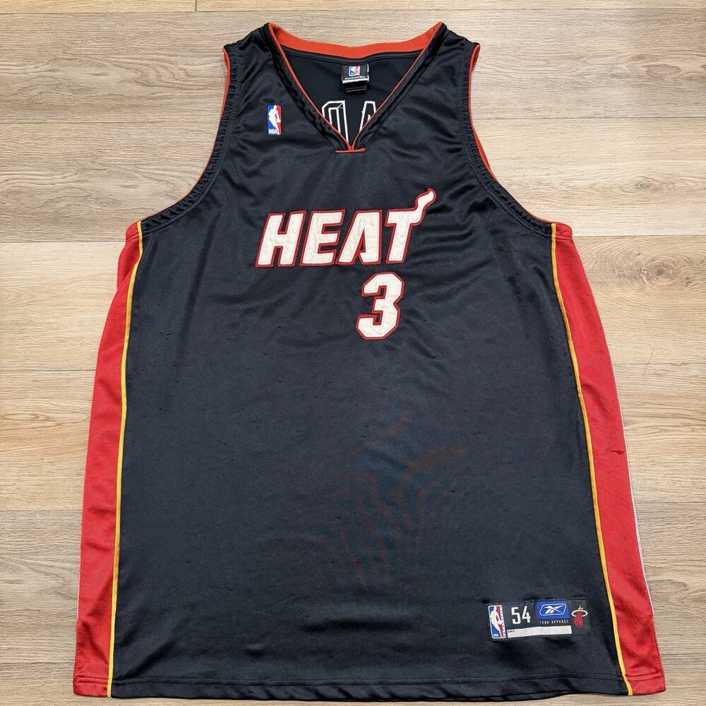 100% Authentic Reeebok Miami Heat Dwyane Wade NBA Jersey Men Size 54 2XL-3XL